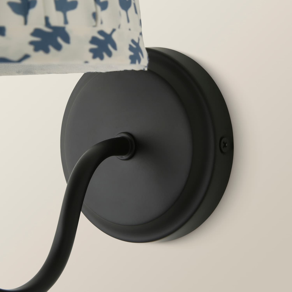 ValueLights Binky Blue Floral Shade Black Rechargeable Wall Light with Bulb Image 4