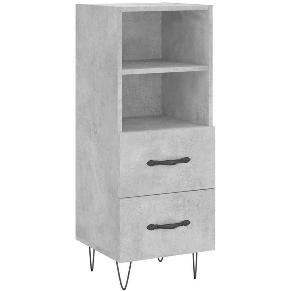 vidaXL Single Door 2 Drawer 2 Shelf Concrete Grey Highboard with Hairpin Legs Image 7