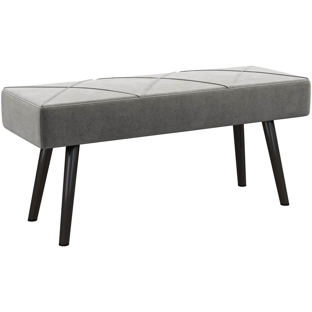HOMCOM Grey Bed End Bench with X-Shape Design and Steel Legs Image 2