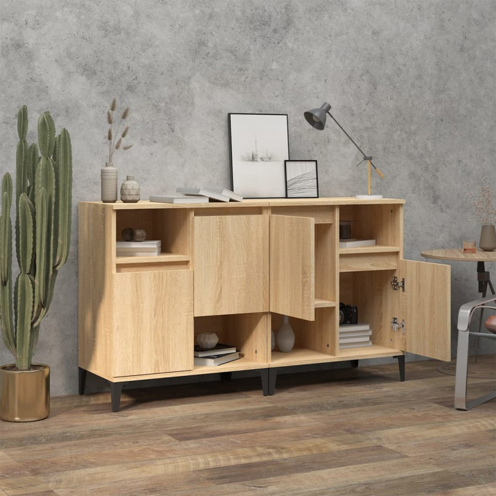 vidaXL 2 Door 2 Shelf Sonoma Oak Sideboard Set of 2 Image 3