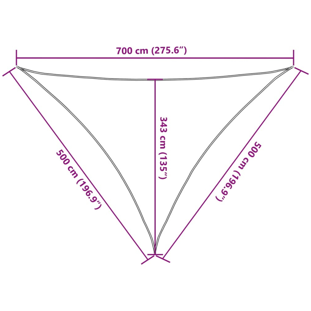 vidaXL Black Triangular Sun Shade Sail 7 x 5 x 5m Image 9