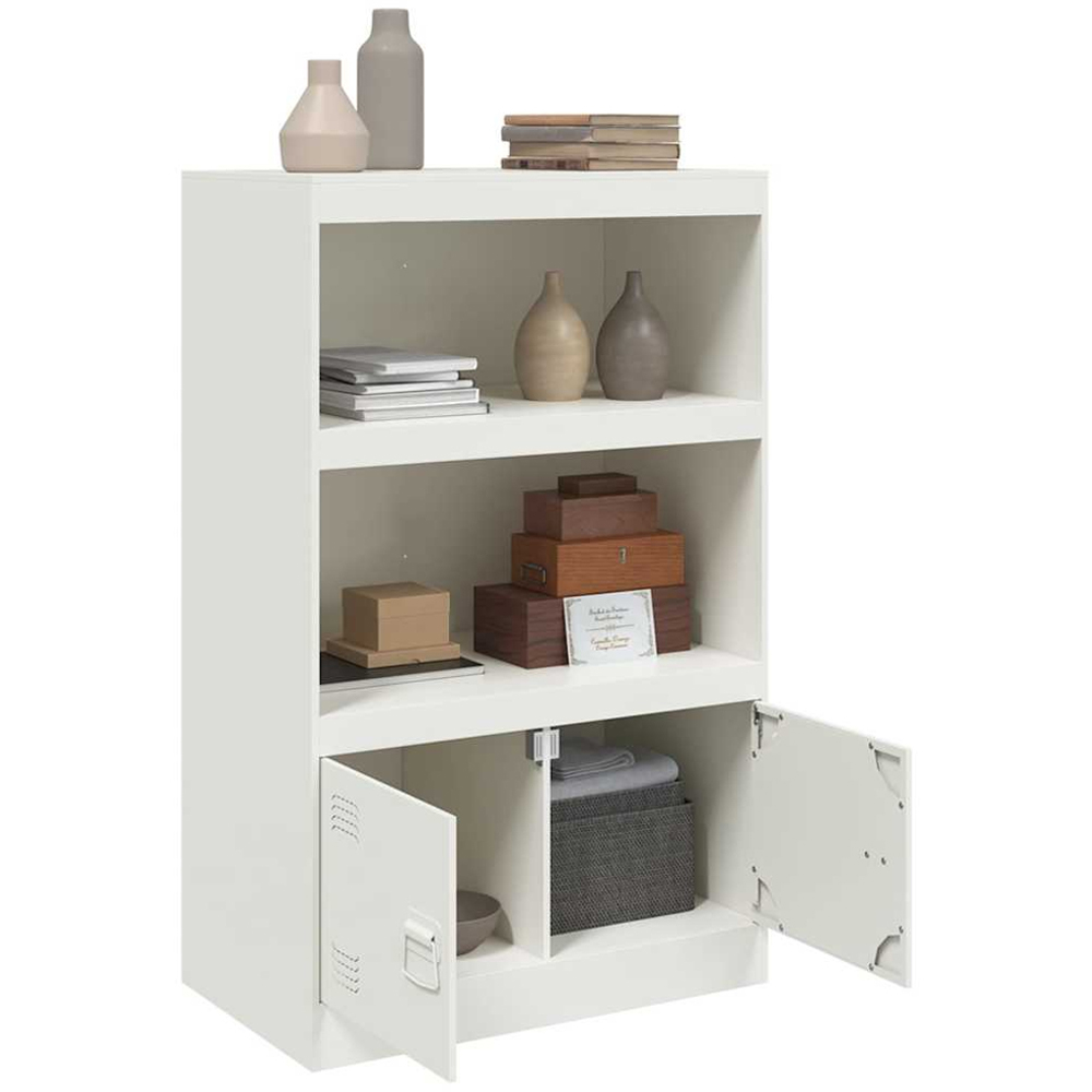vidaXL 2 Door 2 Shelf White Seel Sideboard Image 4
