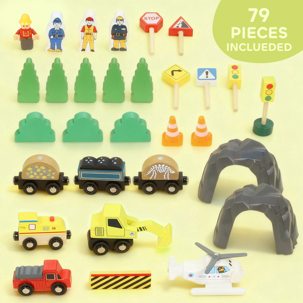 Tommy Toys AIYAPLAY 79 Piece Mine Themed Wooden Toy Train Set Image 5
