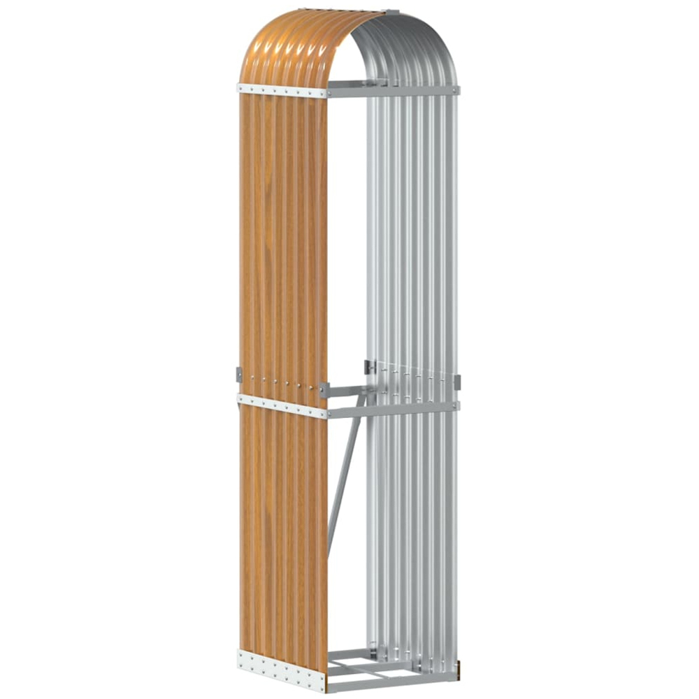 vidaXL Brown Galvanised Steel Firewood Log Holder 170 x 40 x 45cm Image 1