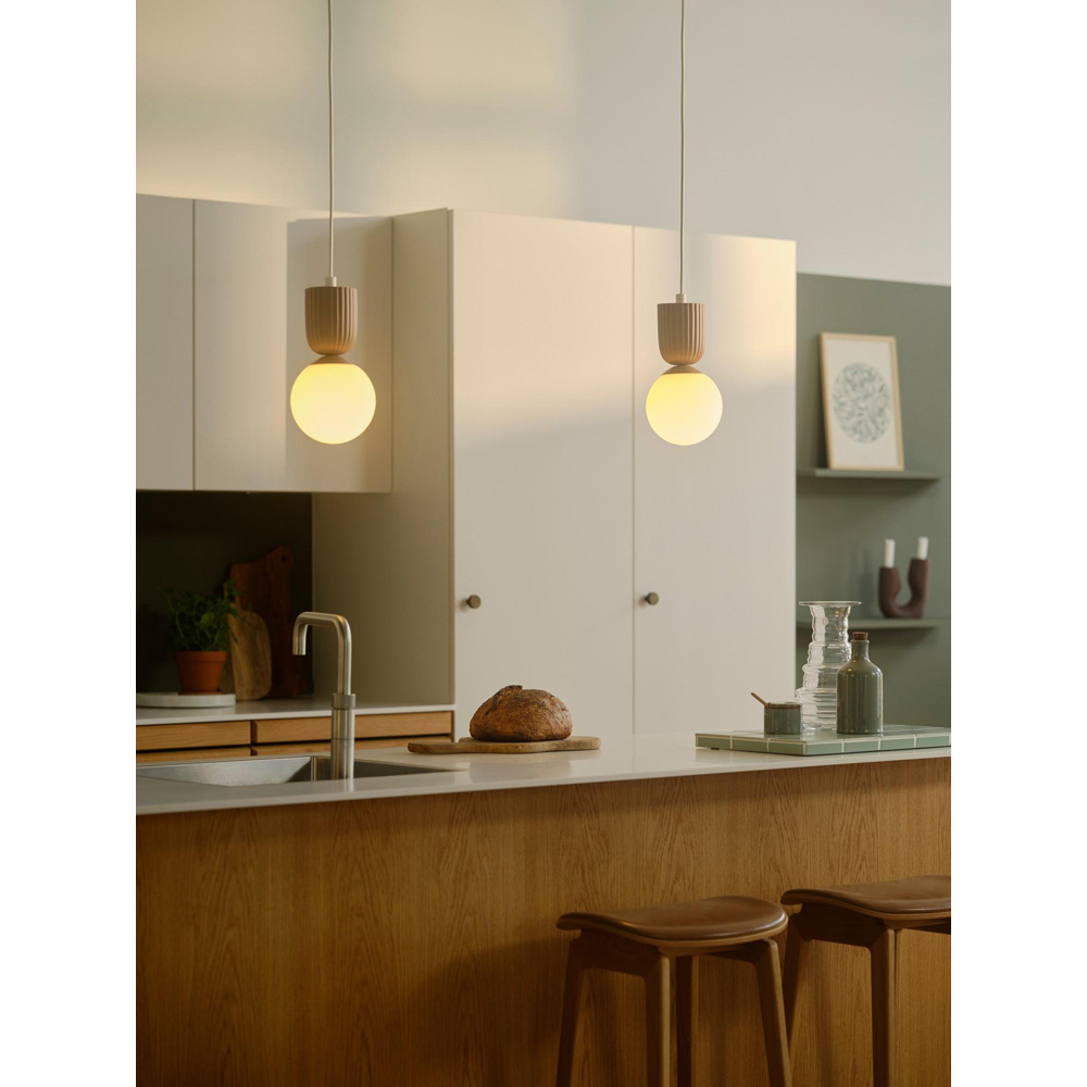 Nordlux Sadie Light Brown Opal Glass Dome Rippled Pendant Light Image 2