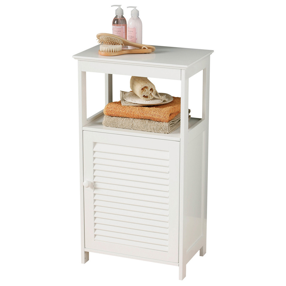Premier Housewares Single Door White Wood Floor Cabinet Image 3