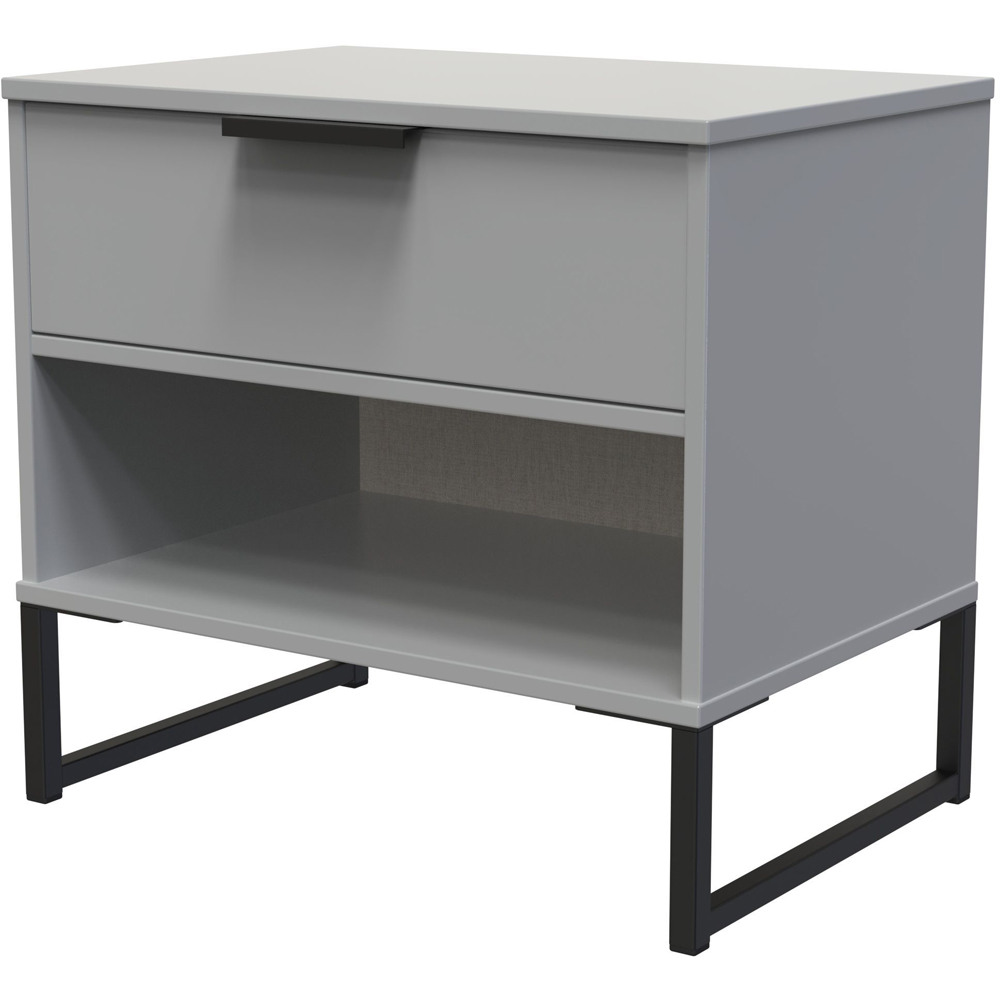 Crowndale Diego Single Drawer Single Shelf Dusk Grey Open Bedside Cabinet Ready Assembled Image 3
