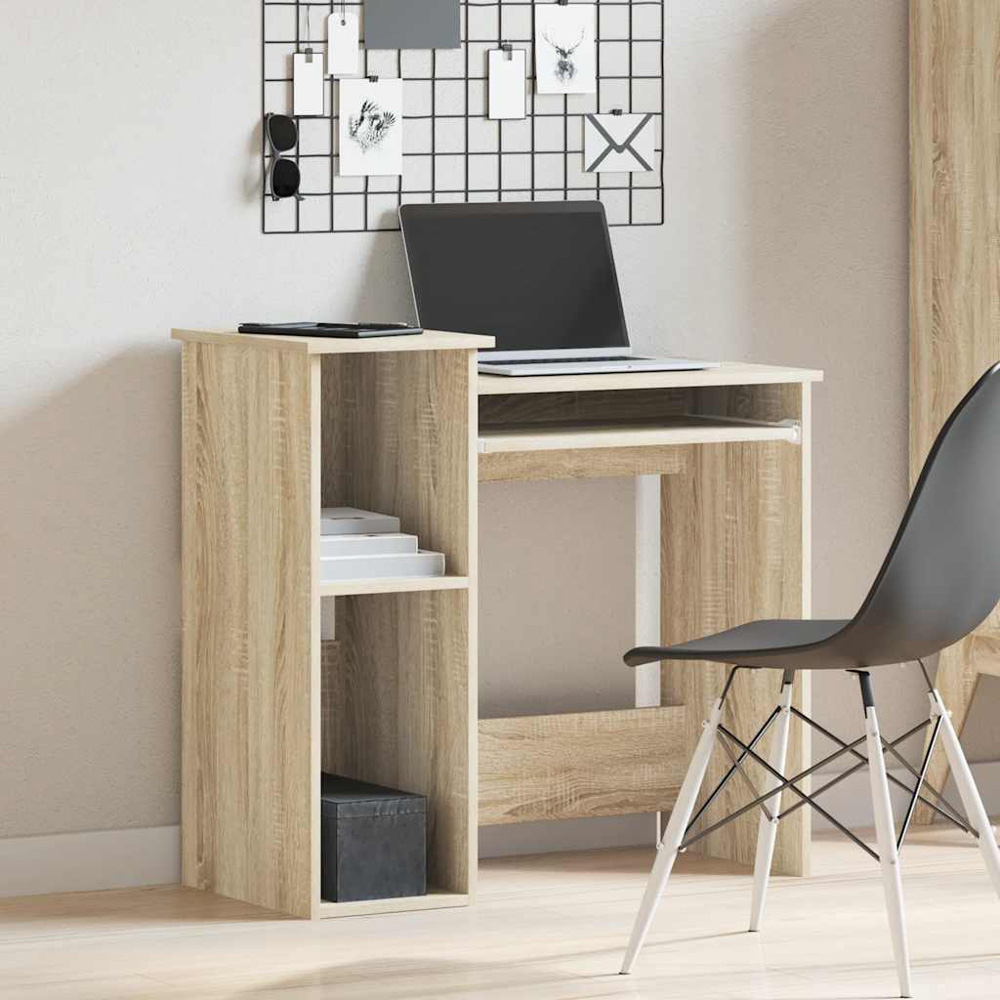 vidaXL 2 Shelf Computer Desk with Keyboard Tray Sonoma Oak Image 8