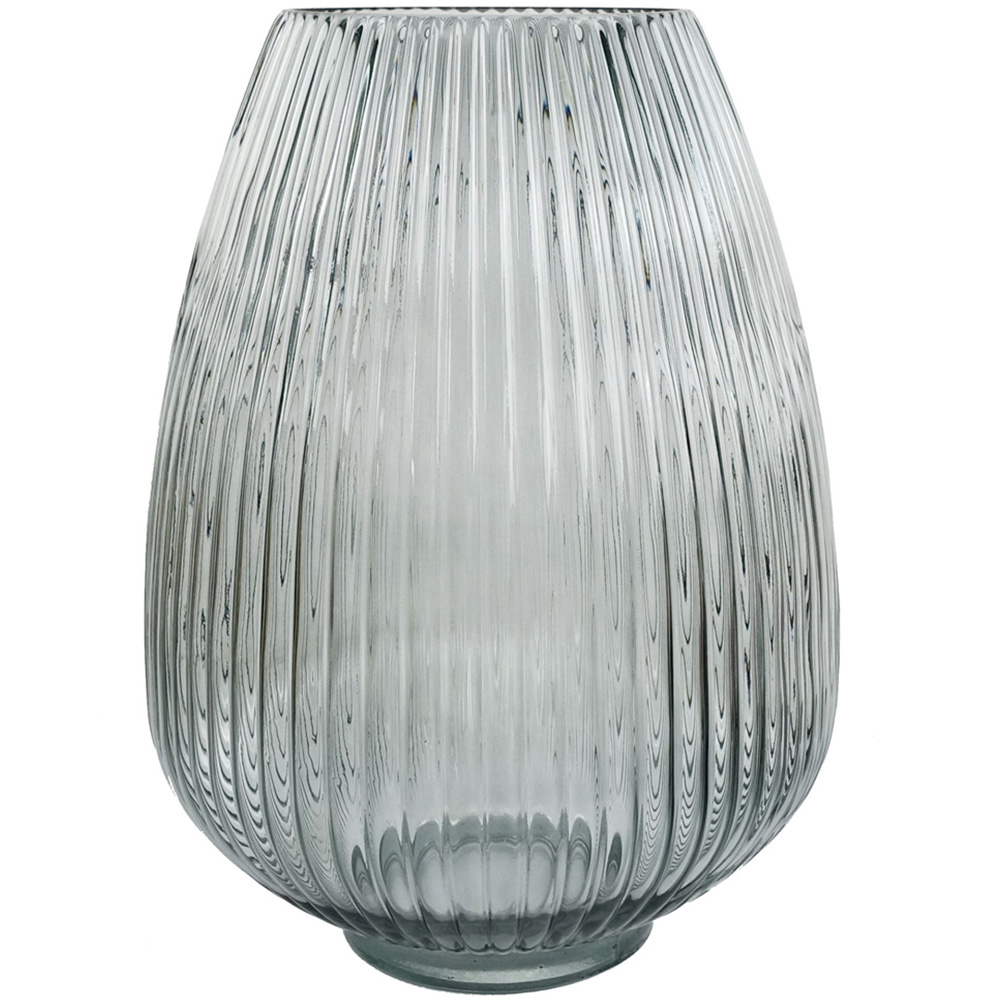 Leaf Smoke Grey Ridged Glass Vase 30cm Image 1