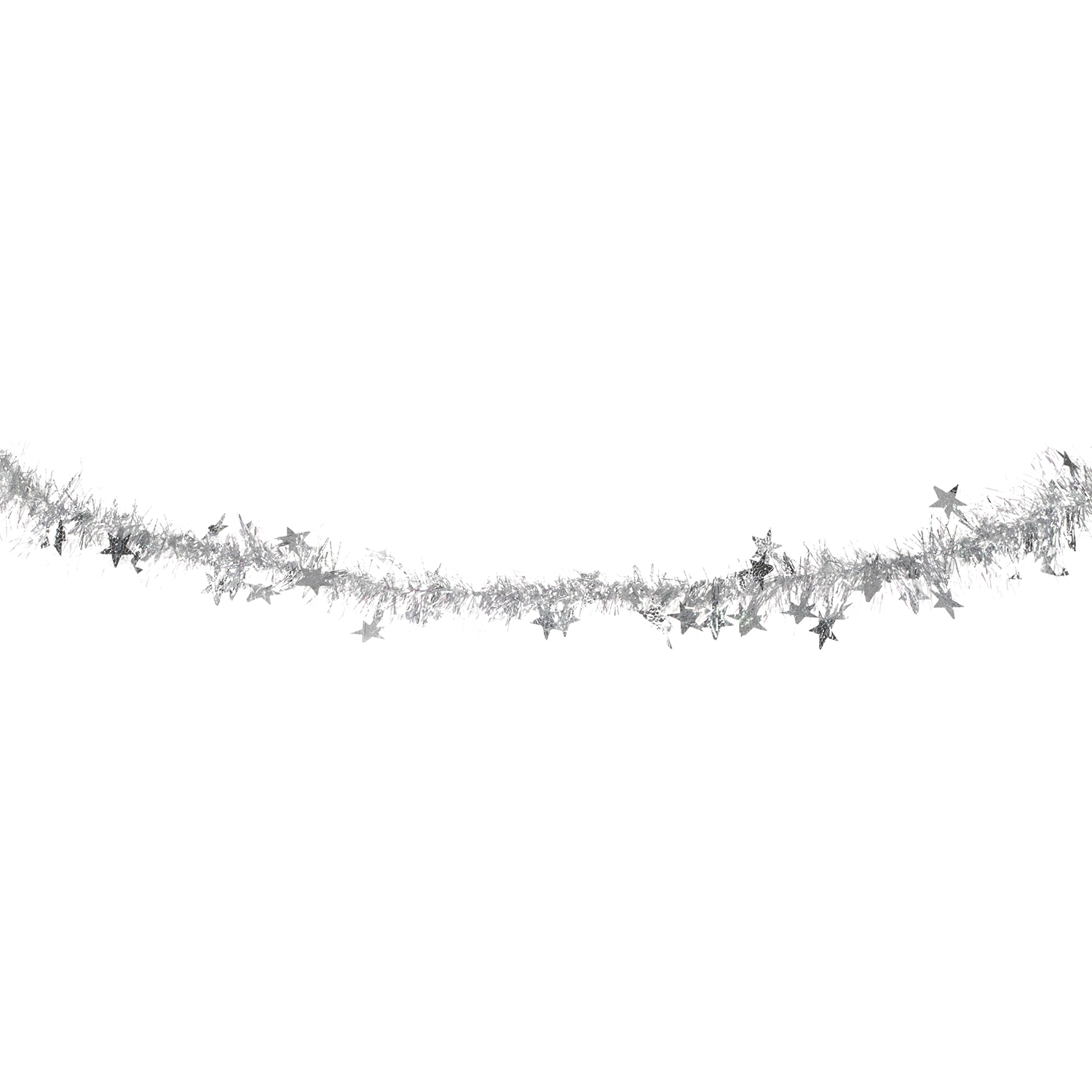 Silver Star Christmas Tinsel 3m Image 1