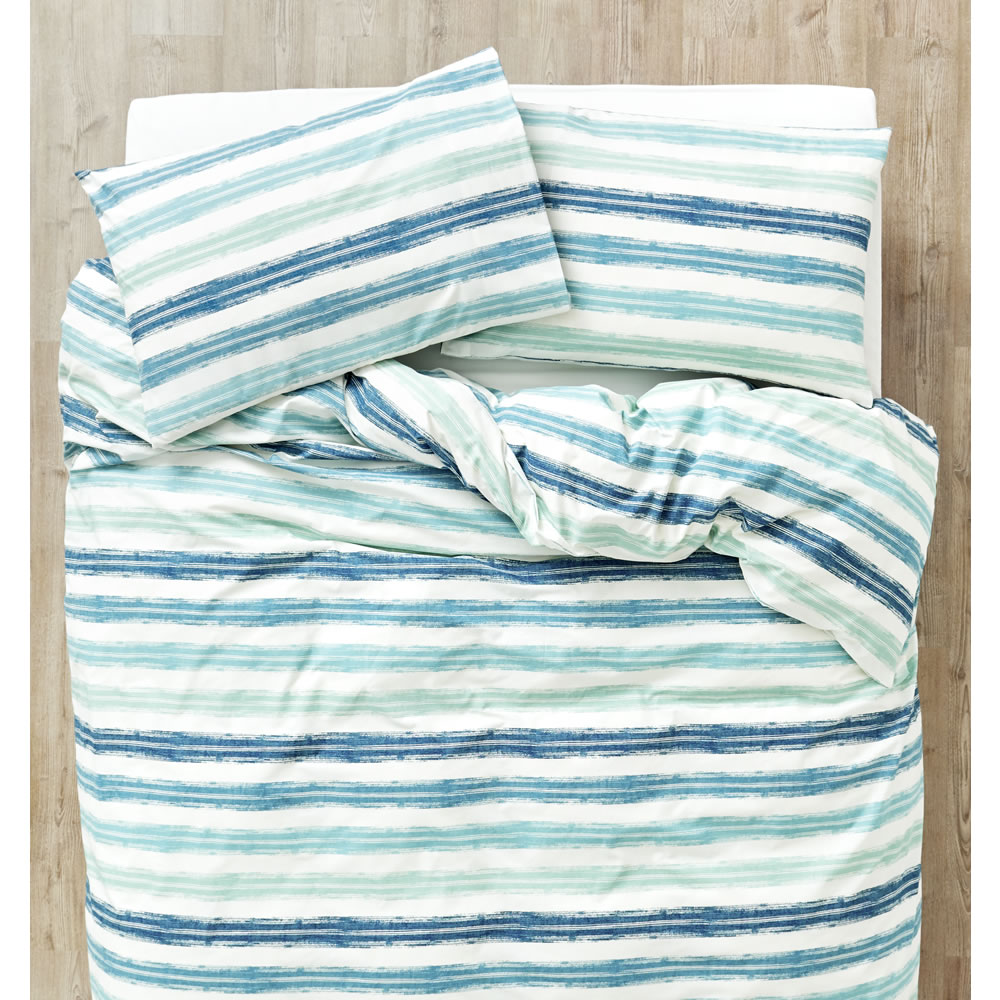Teal Easy Care King Size Duvet Set Wilko Blue Stripe Duvet Set Blue Single