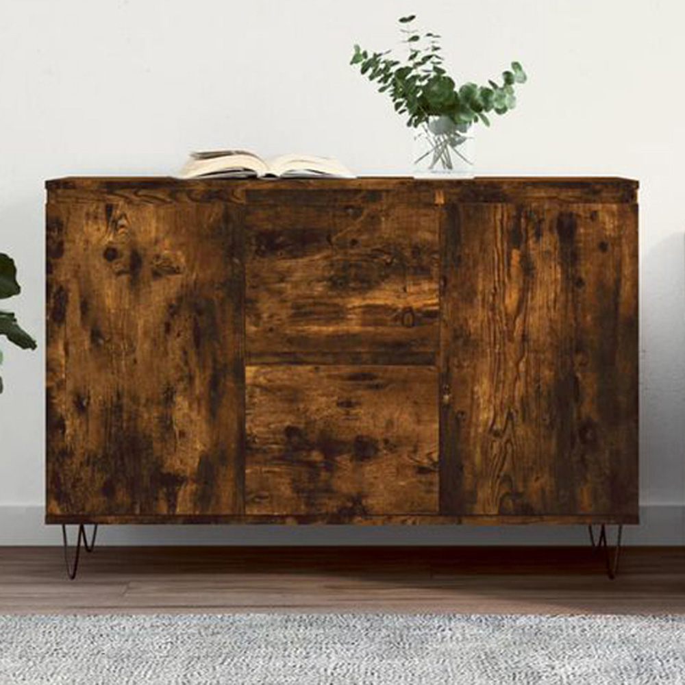 vidaXL 2 Door 2 Drawer Smoked Oak Sideboard Image 1