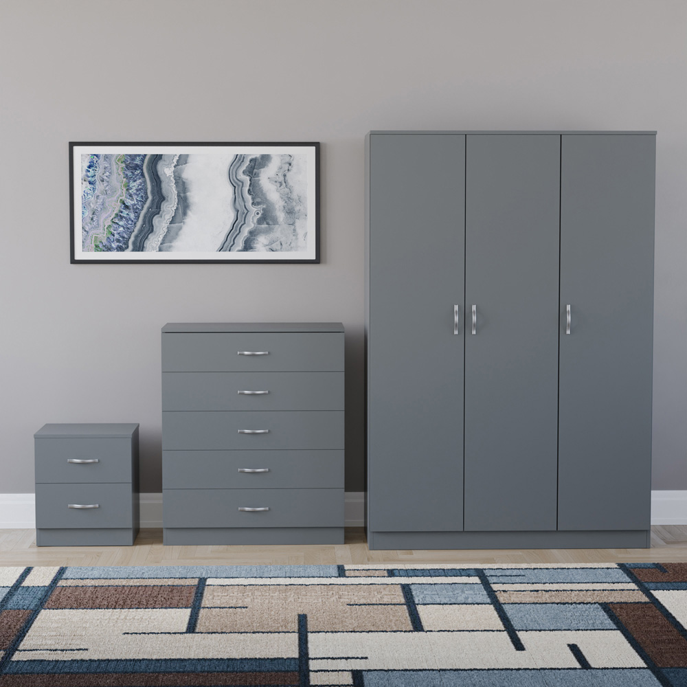 VIDA DESIGNS Riano Grey 3 Piece Bedroom Furniture Set Image 2
