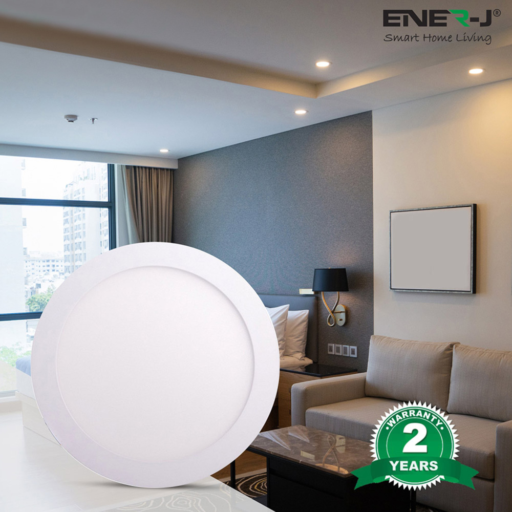 ENER-J 18W 3000K LED Panel Round Recessed Ceiling Downlight 4 Pack Image 2