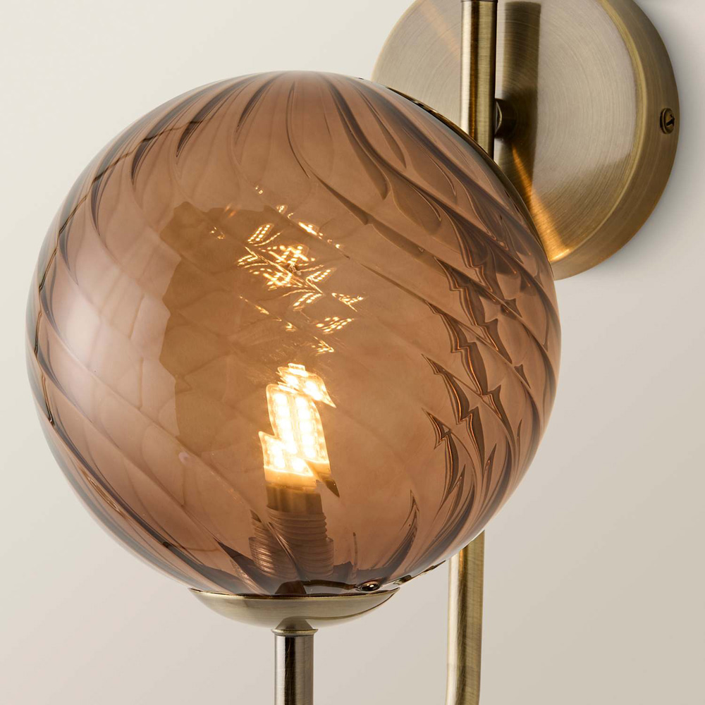 ValueLights Sydney Glass Swirl Shade Brass Metal Wall Light and Bulb Image 4