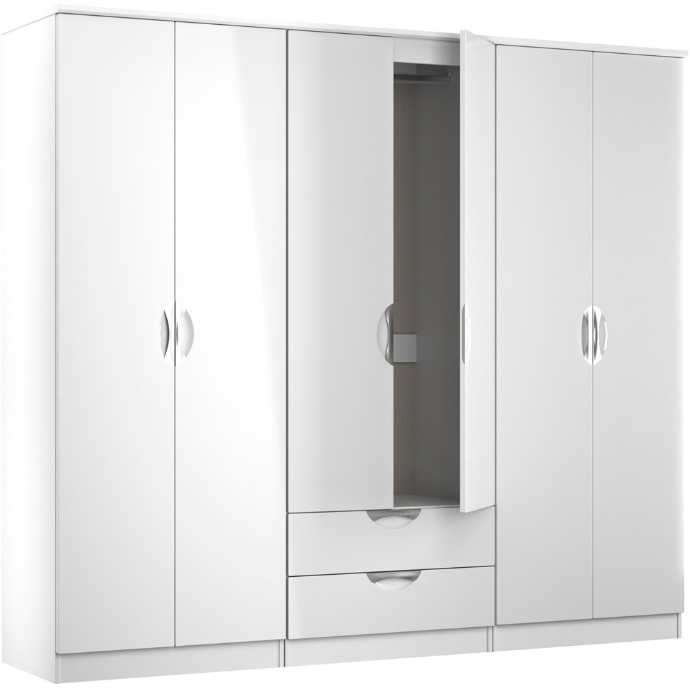 Crowndale Camden 6 Door 2 Drawer White Gloss and White Wardrobe Ready Assembled Image 4