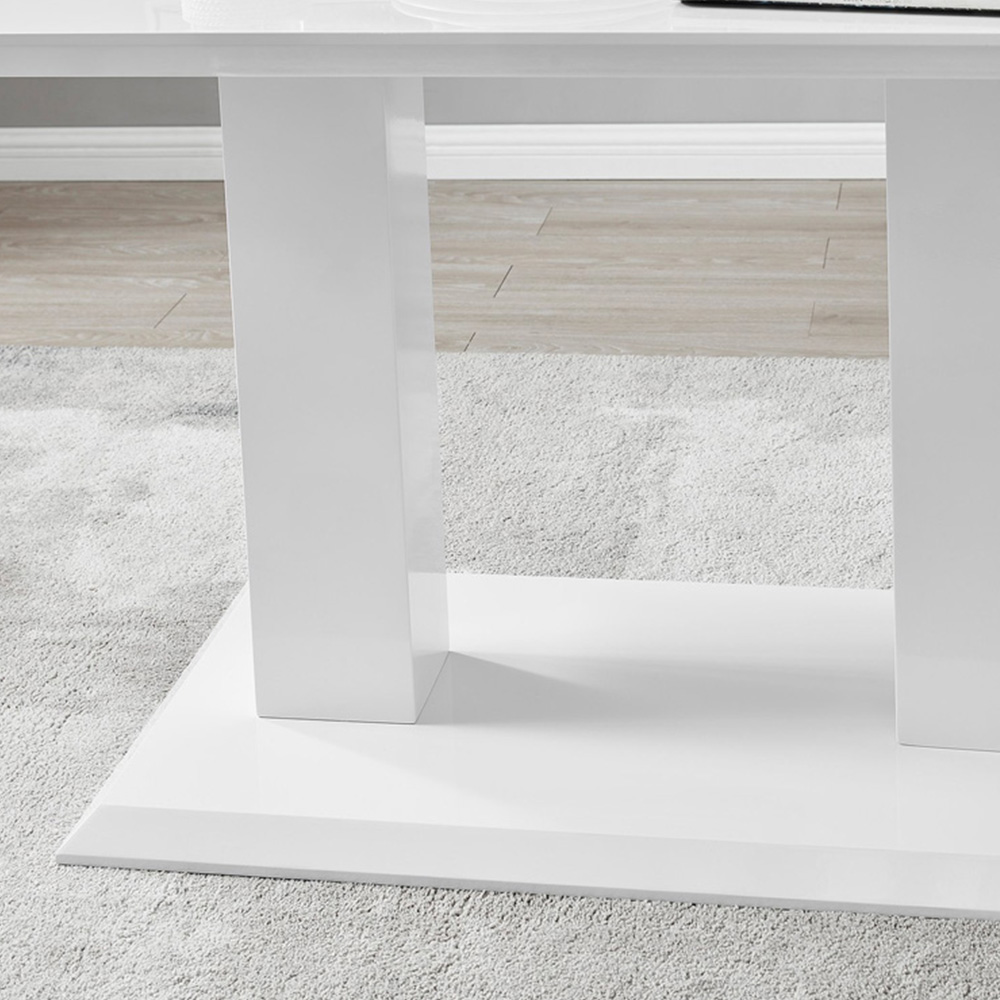 Furniturebox Molini Solara 6 Seater Dining Set White High Gloss and Elephant Grey and Gold Image 6