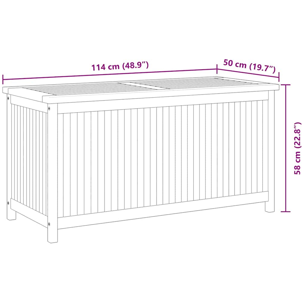 vidaXL 58 x 114 x 50cm Brown Teak Wood Garden Storage Box Image 6