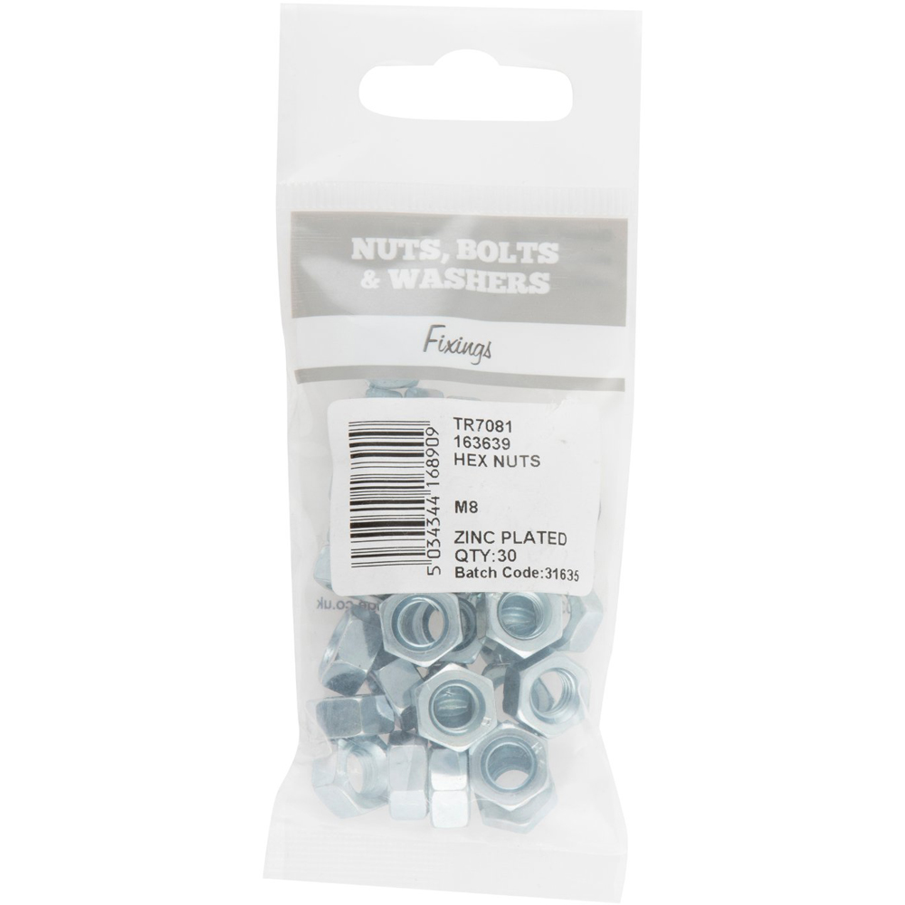 Hiatt M8 Hex Nuts 30 Pack Image 1
