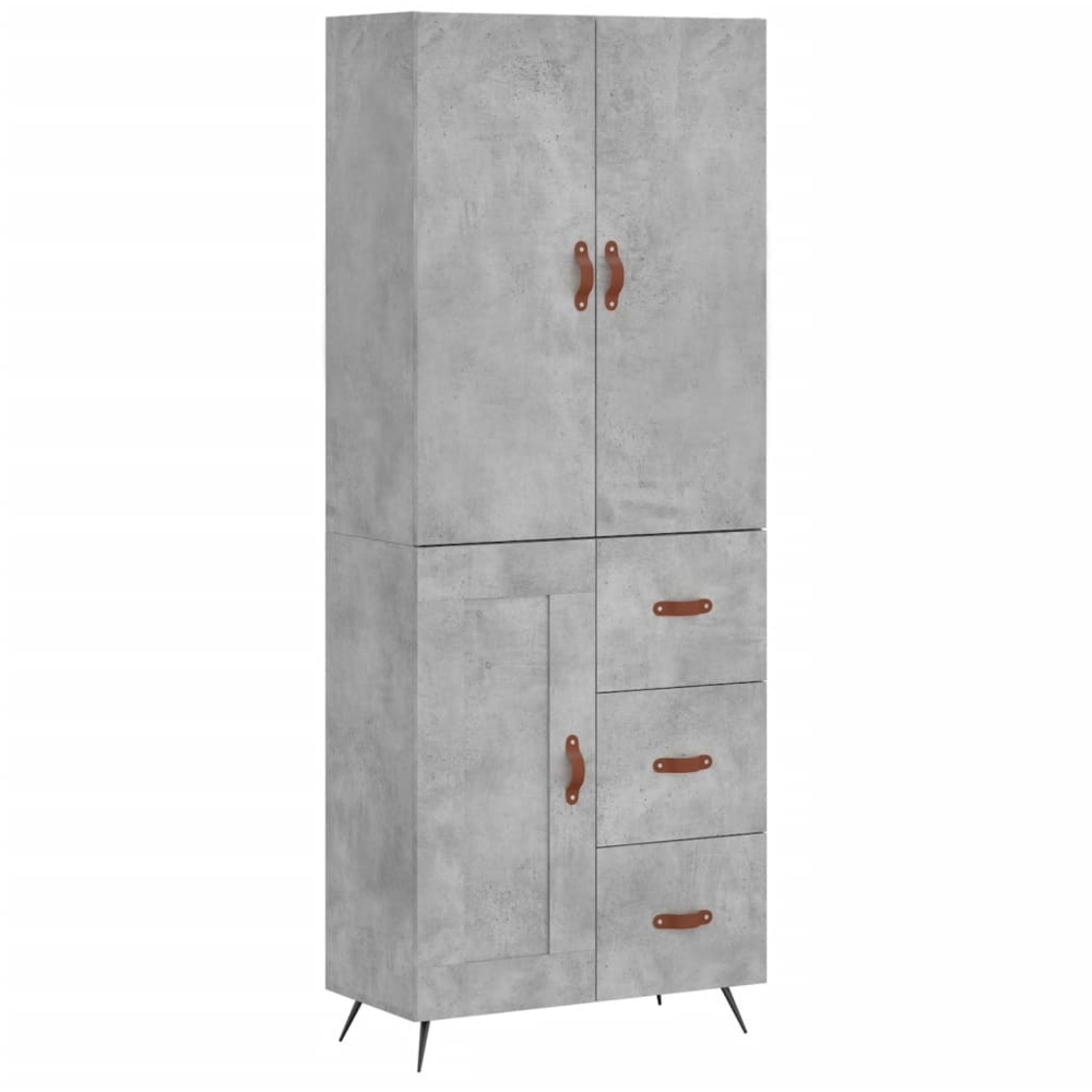 vidaXL 2 Door 3 Drawer Grey Highboard Image 2