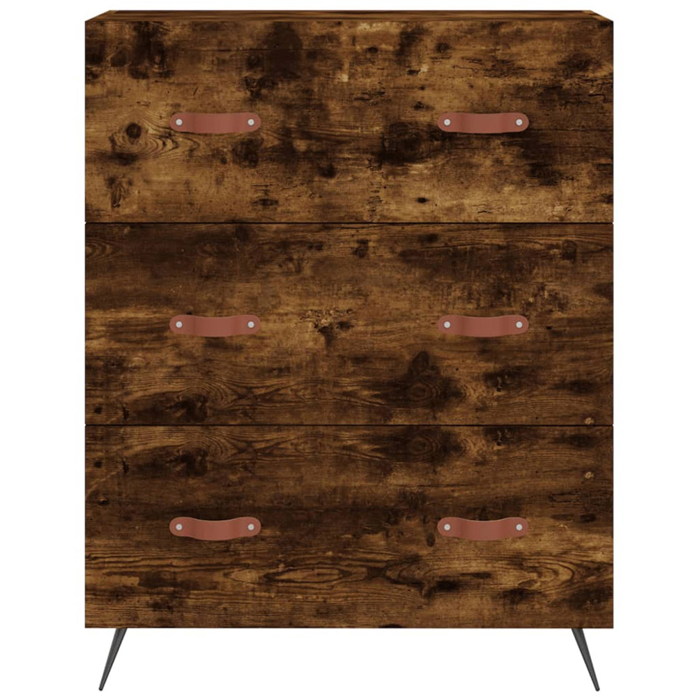 vidaXL 3 Drawer Smoked Oak Wooden Chest of Drawers Image 5
