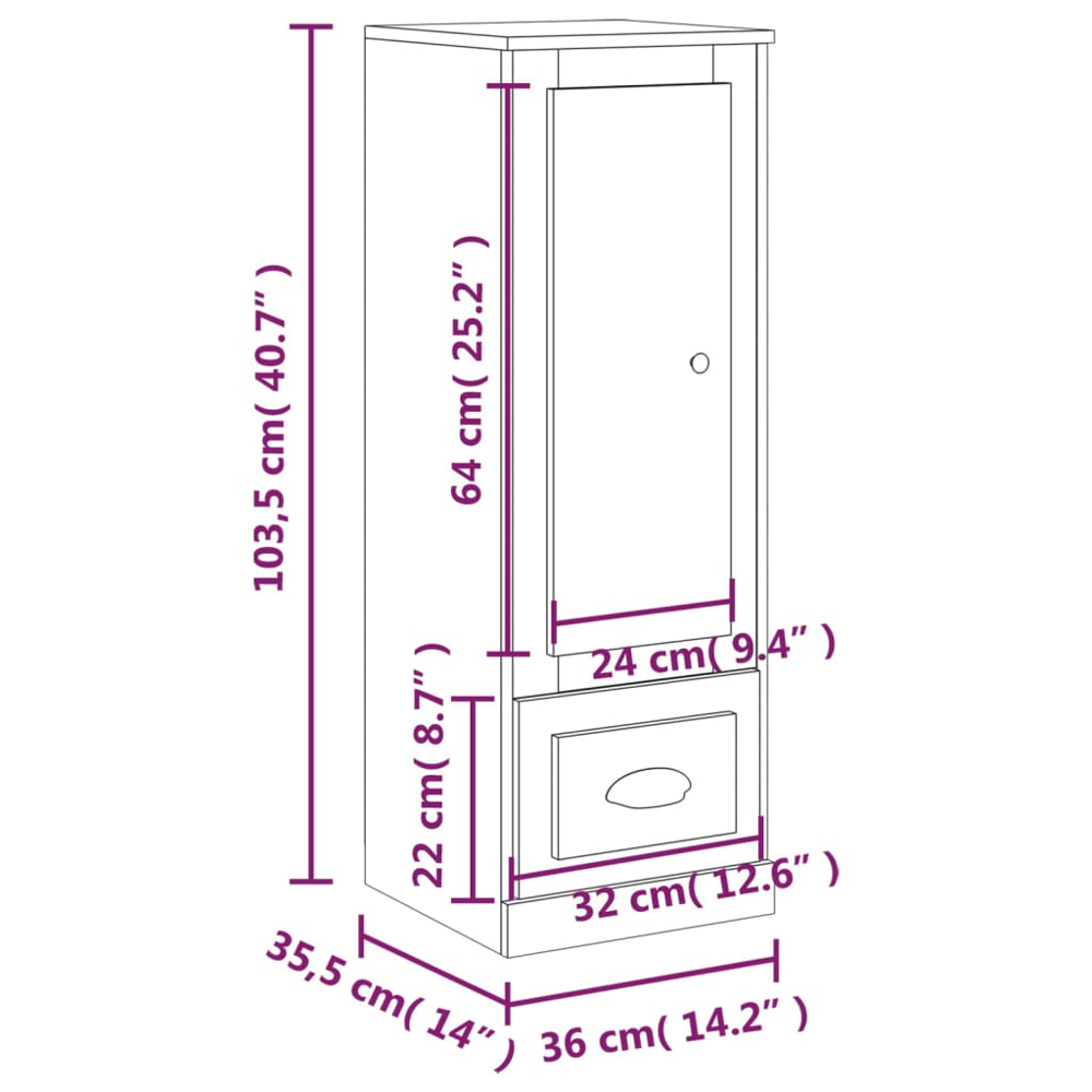 vidaXL Single Door Single Drawer Sonoma Oak Highboard Image 9