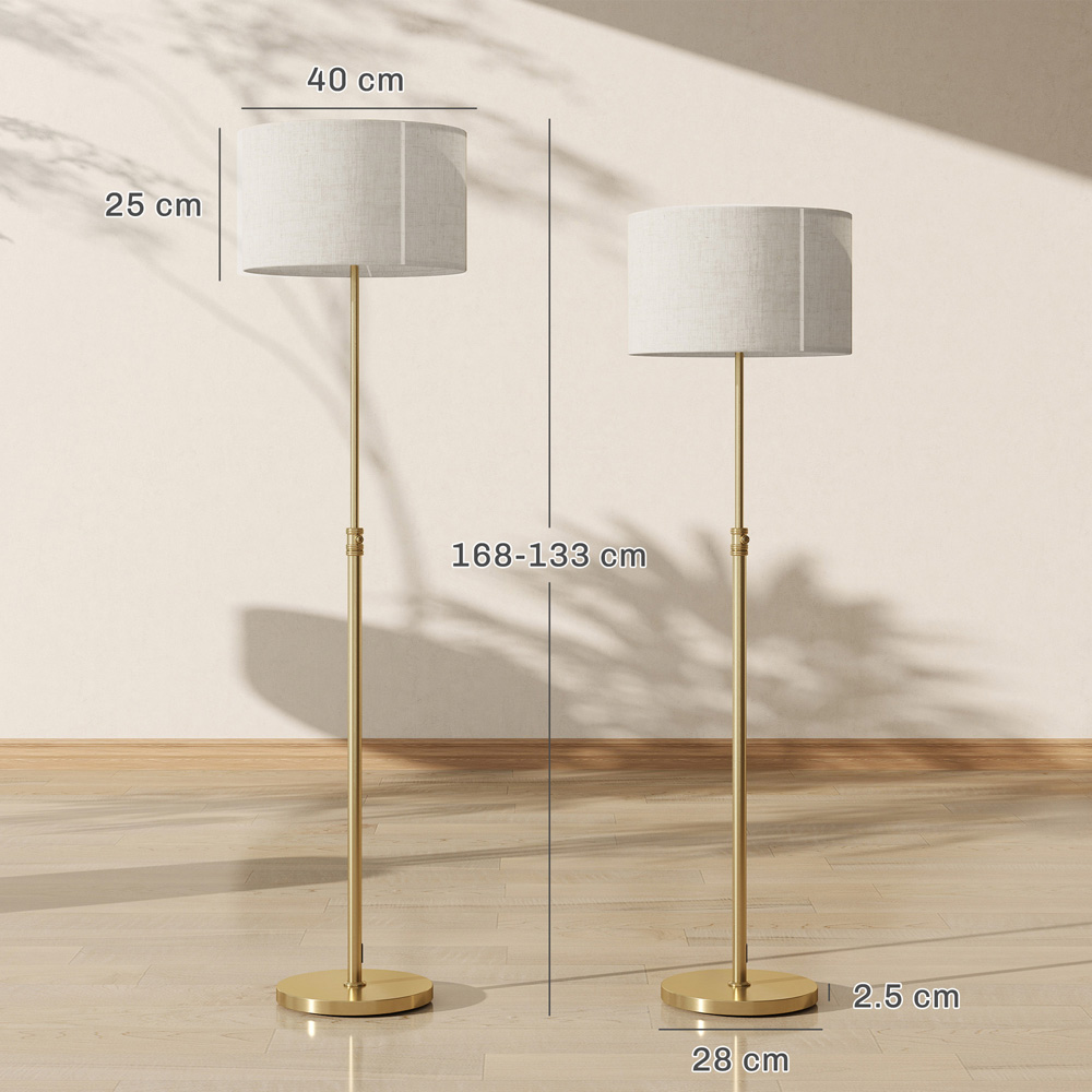 HOMCOM Adjustable Linen Shade Floor Lamp with Remote Image 9
