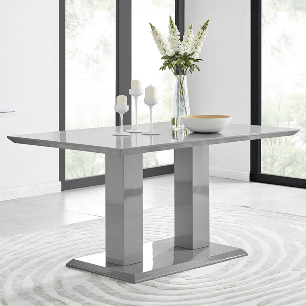 Furniturebox Molini Fortana 6 Seater Dining Set Grey Gloss White and Chrome Image 2