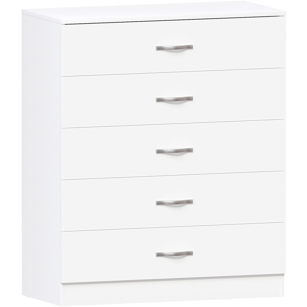 VIDA DESIGNS Riano 5 Drawer White Unique Anti Bowing Chest of Drawers with Metal Handles Image 2