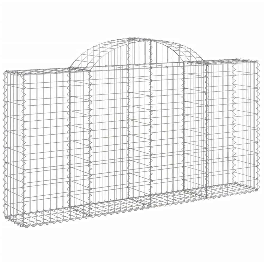 vidaXL Silver Galvanised Iron Arched Gabion Basket 200 x 30 x 100/120cm 7 Pack Image 1
