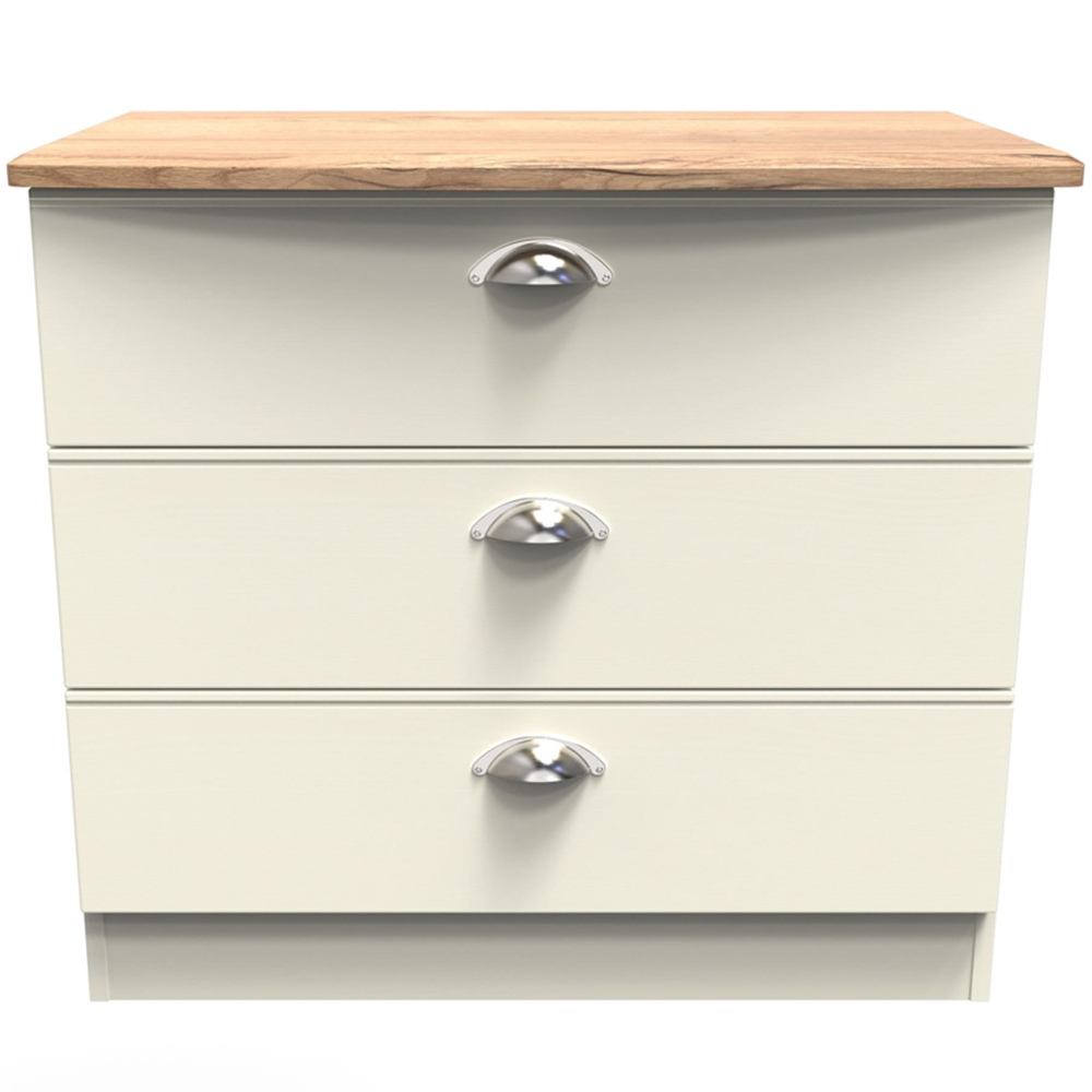 Crowndale Victoria 3 Drawer Cream Ash and Oak Chest of Drawer Image 2