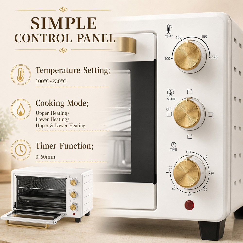 HOMCOM 800-085V71WT White 21L Electric Grill Toaster Oven with Adjustable Temperature Image 6