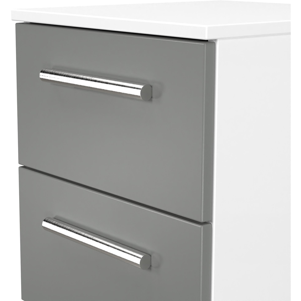 Crowndale Contrast 3 Drawer Dusk Grey and White Bedside Cabinet Ready Assembled Image 5