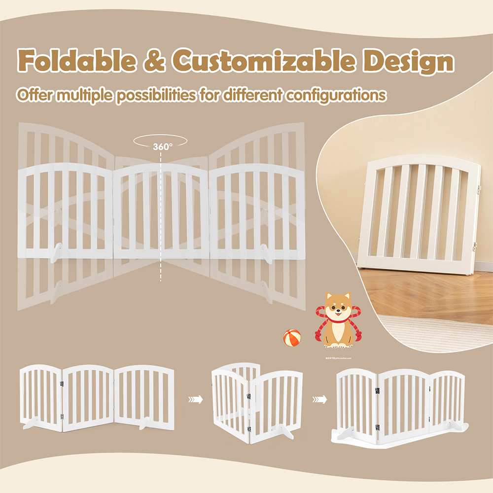 Costway 61cm White Safety Gate with Support Feet Image 6