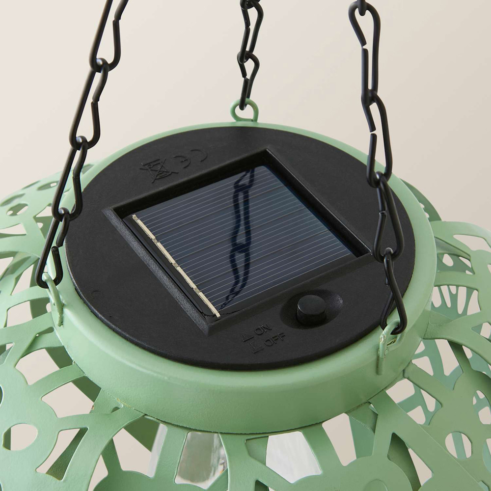 ValueLights Sage Green Artichoke Solar LED Hanging Outdoor Lantern Light Image 3