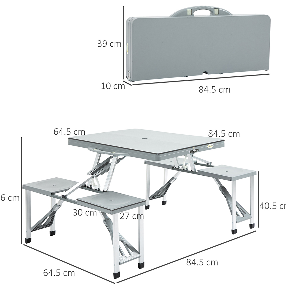 Outsunny PP Aluminium Folding Camping Picnic Table Set Grey Image 7