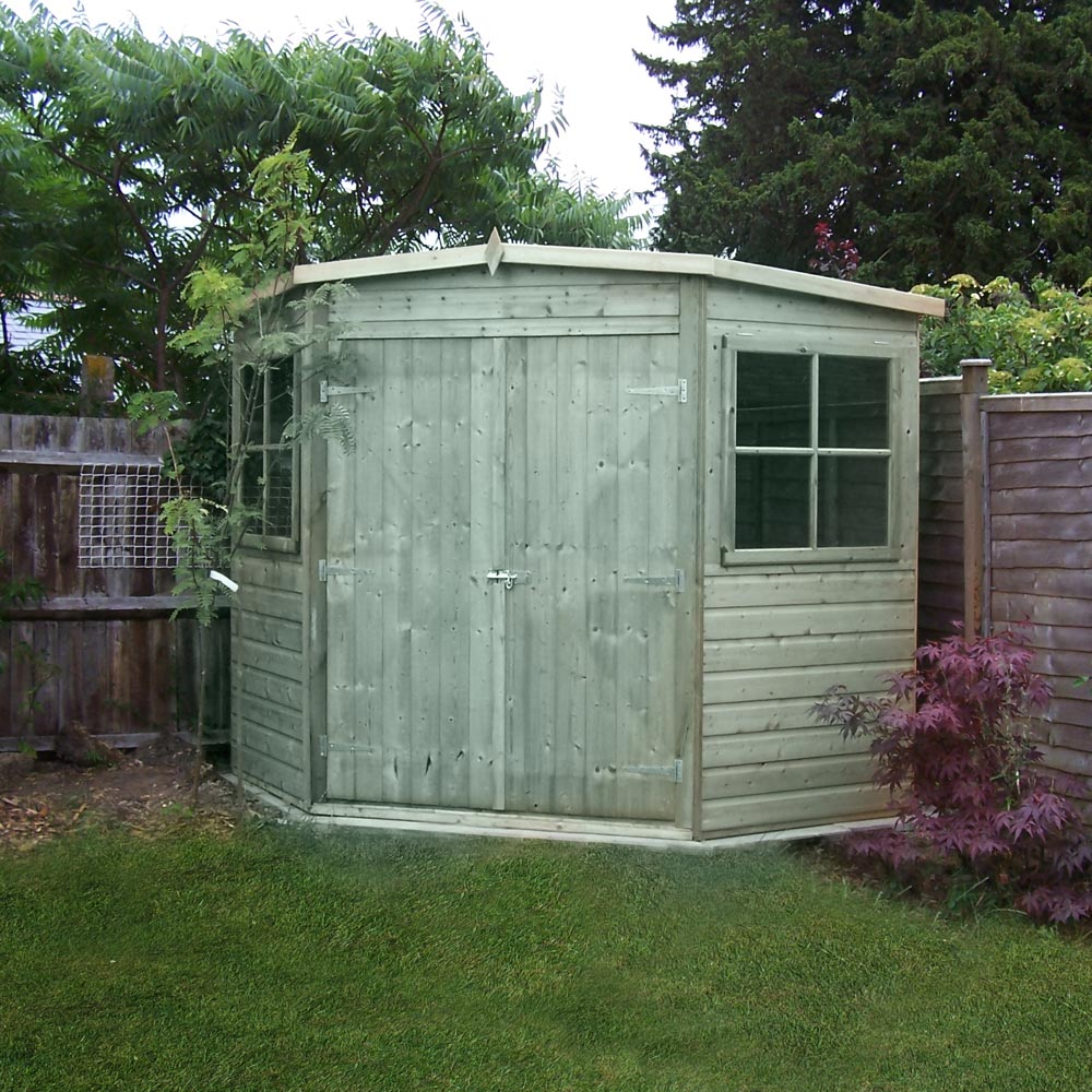 Shire 7 x 7ft Double Door Pressure Treated Corner Shed Image 4