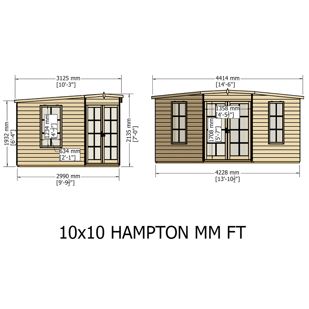 Shire Hampton 10 x 10ft Double Door Traditional Summerhouse Image 4