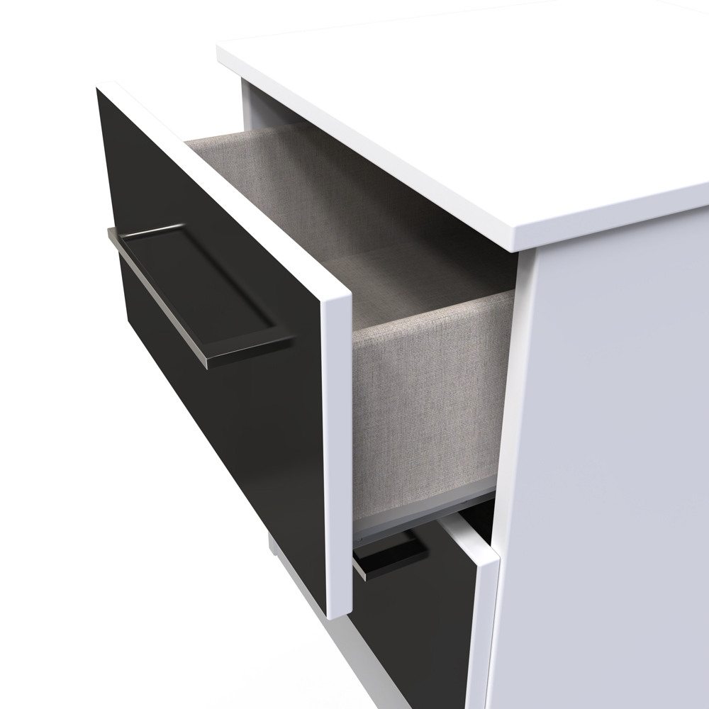 Crowndale Worcester 2 Drawer Matt Black and White Compact Bedside Cabinet Ready Assembled Image 5