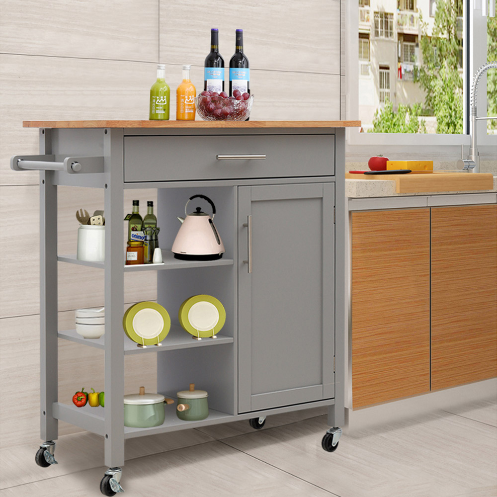 Living and Home Catering Trolley Cart with Cabinet Image 2