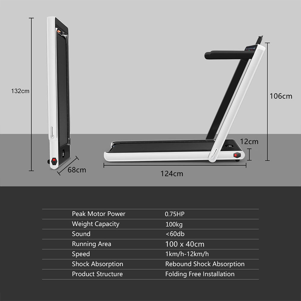 Costway 2 in 1 Silver Electric Folding Under Desk Treadmill with Bluetooth Image 8