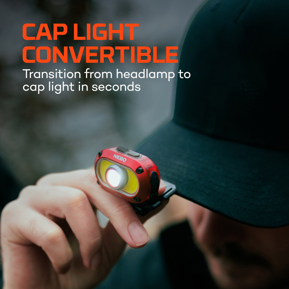 Nebo Mycro 550+ 2-in-1 550 Lumens Red Rechargeable Detachable Headlamp and Cap Light Image 4