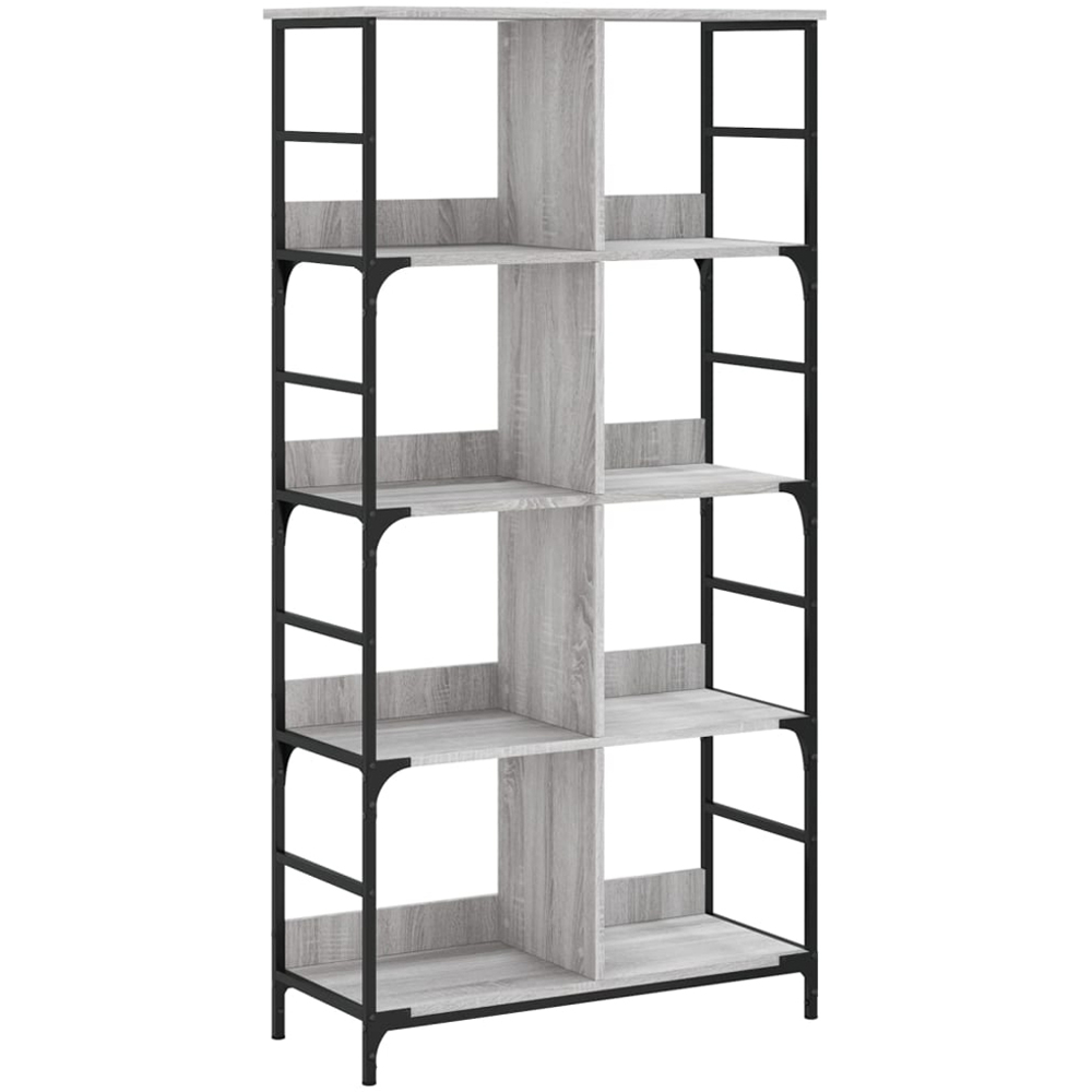 vidaXL 8 Open Shelf Grey Sonoma Bookshelf Image 2
