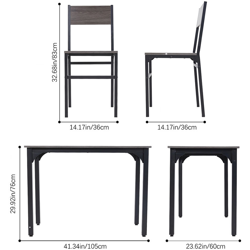 Living and Home 4 Seater Dining Set Black and Grey Image 9
