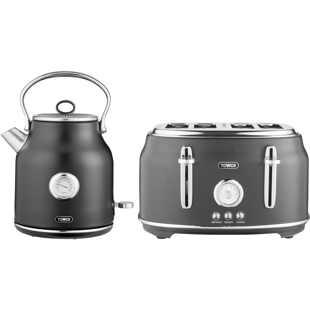 Tower Renaissance EEJB187 Black 4 Slice Toaster with 1.7L Kettle Set Image 1