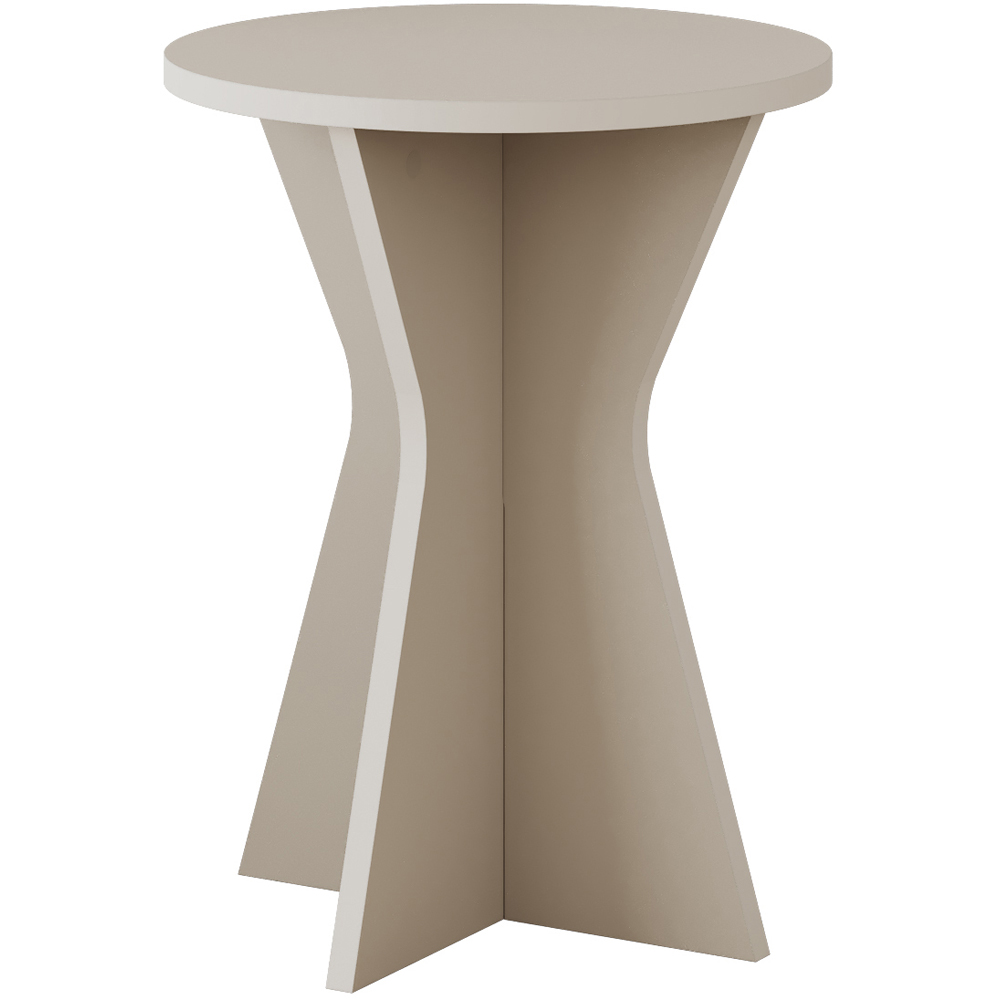 Decortie Lisa Sandstone Geometric Pedestal Base Round Side Table Image 2