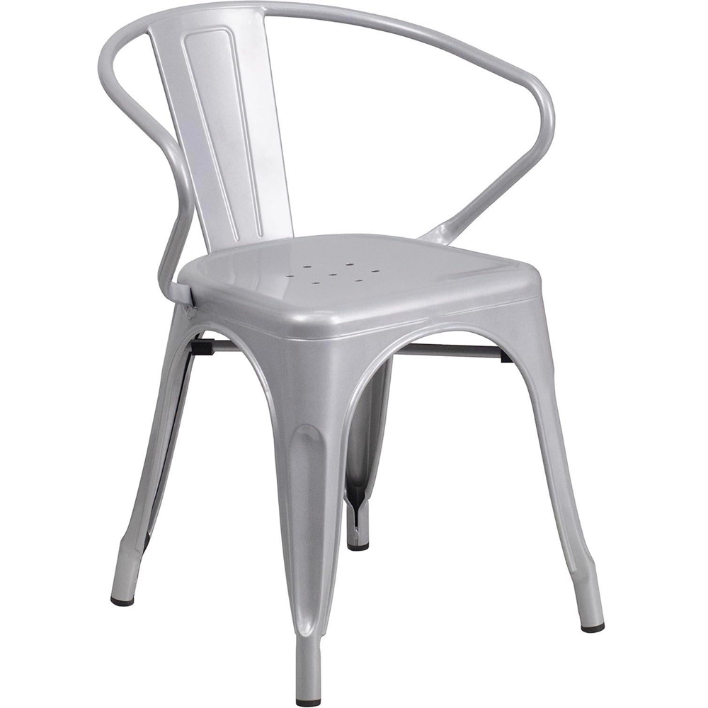 FWStyle Set of 4 Silver Galvanised Steel Ready Assembled Chairs Image 3