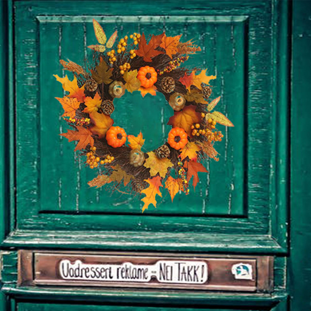 Living and Home Lighted Fall Pumpkin Door Wreath 45cm Image 5