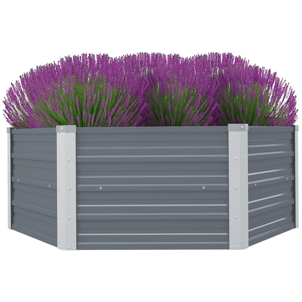 vidaXL Grey Galvanised Steel Raised Garden Bed 45 x 129 x 129cm Image 1