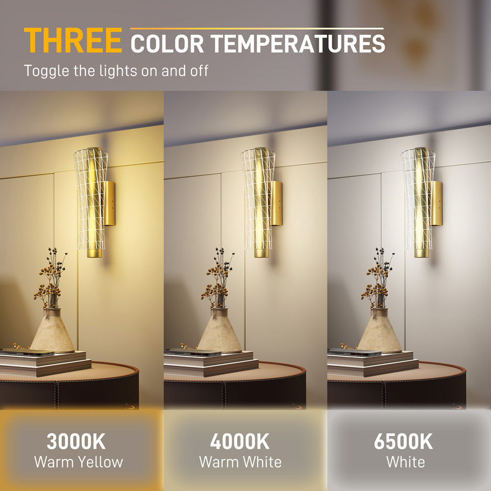 HOMCOM Gold Tone Modern Geometric LED Wall Light 2 Pack Image 8